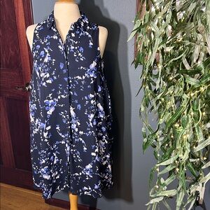 Adrianna Papell Black and Blue Floral Mini Dress